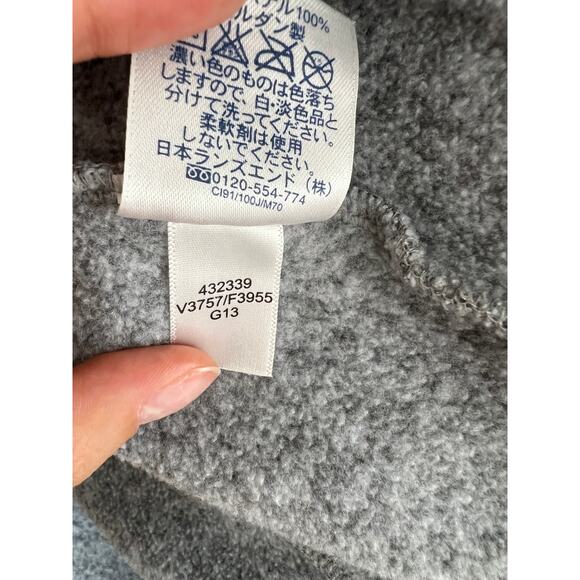 Land's End Gray Fleece 1/4 Zip Mock Neck Long Sleeve Sweater Youth M (10-12) - Picture 5 of 5